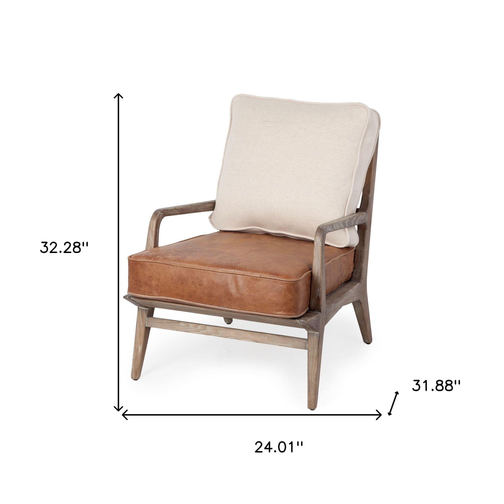 And Brown Leather Arm Chair - Beige / Brown