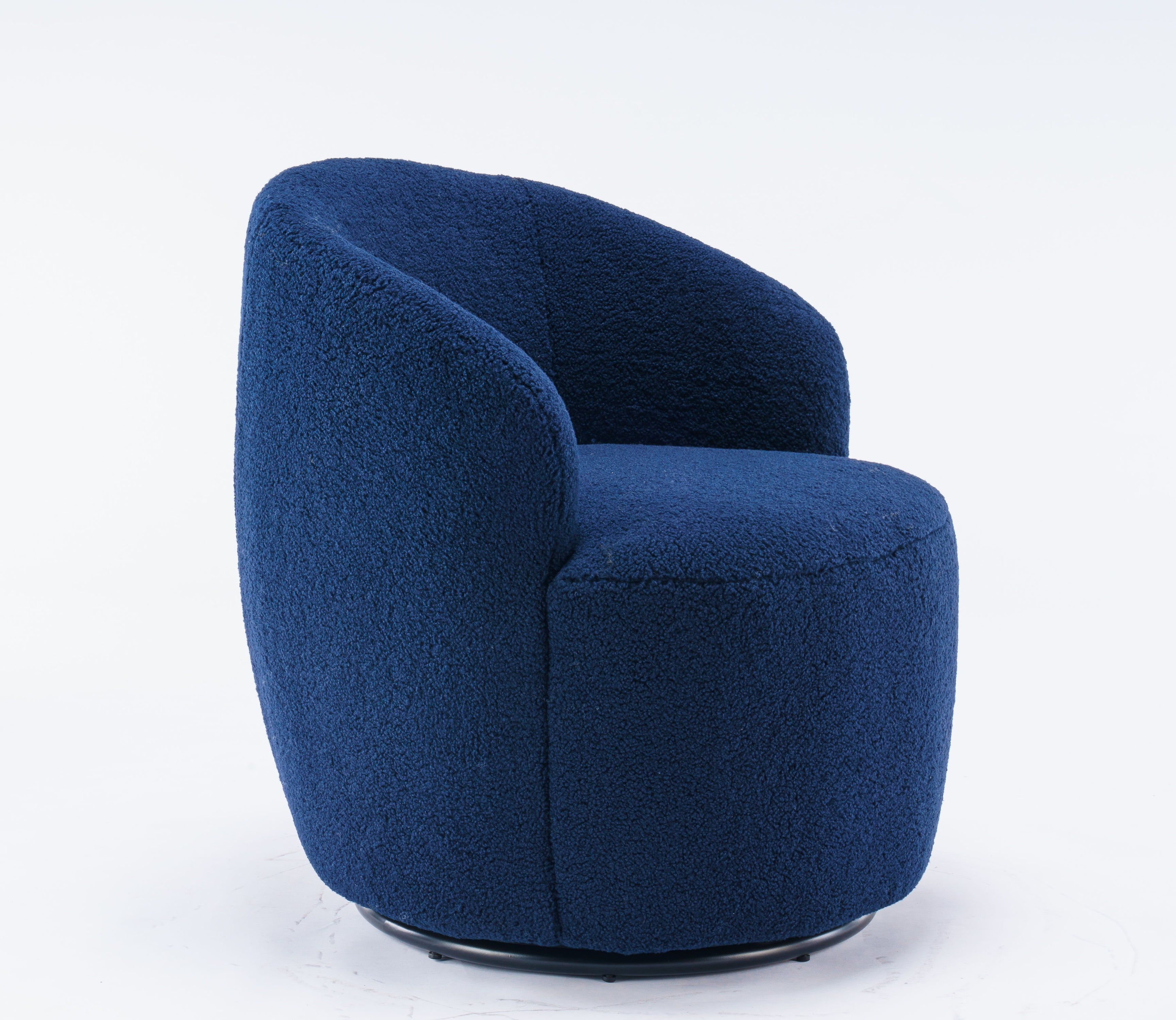 Teddy Fabric Swivel Accent Armchair Barrel Chair With Powder Coating Metal Ring