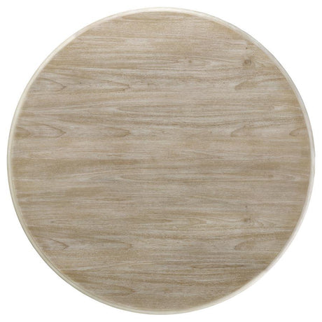 Trofello - Round Pedestal Dining Table - White Washed by Coaster Fine Furniture | Bel Furniture