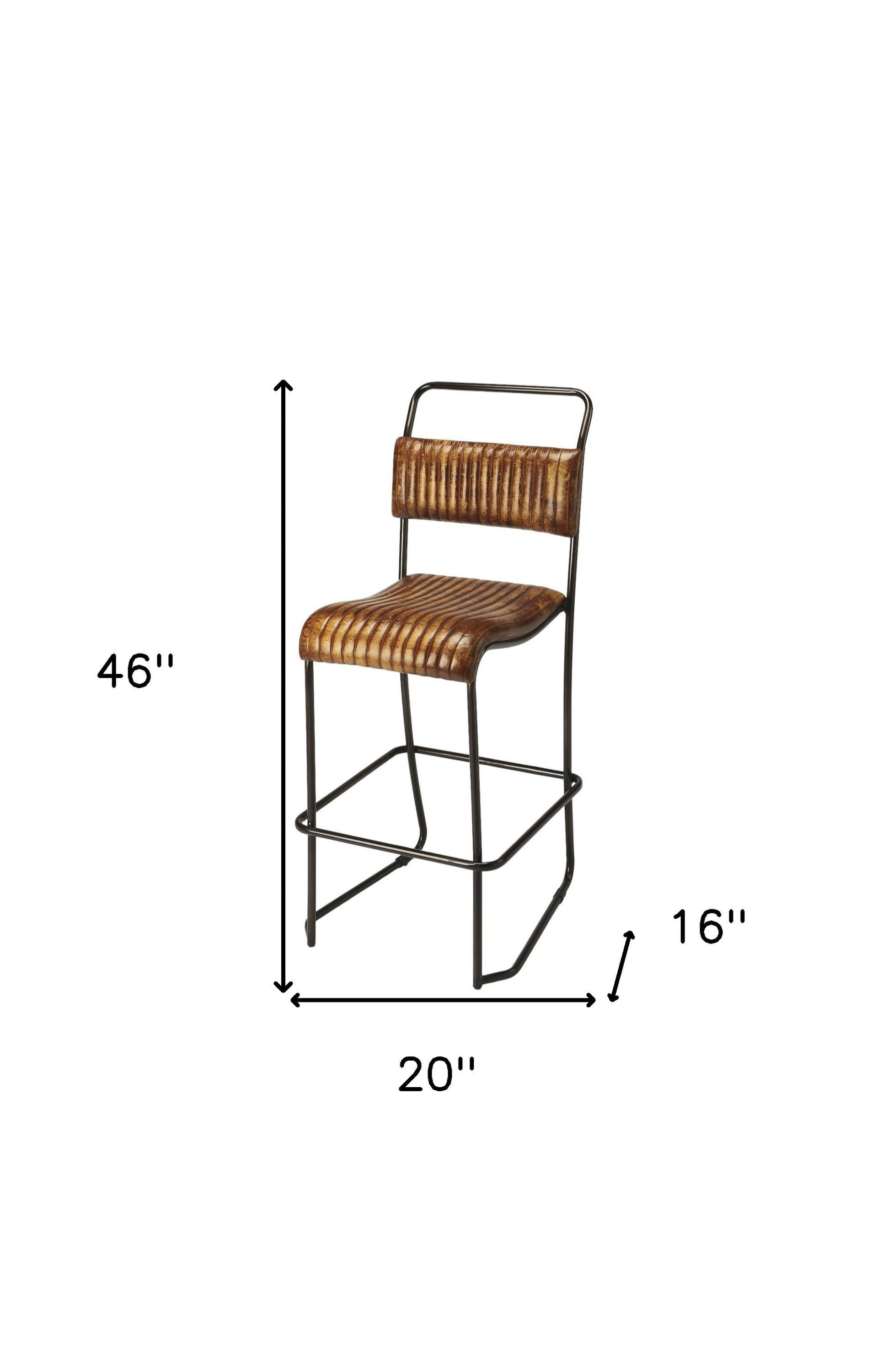 46" Iron Bar Chair - Brown / Black