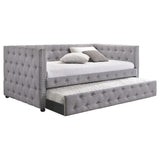 Mockern - Upholstered Twin Daybed With Trundle - Gray by CoasterEssence | Bel Furniture