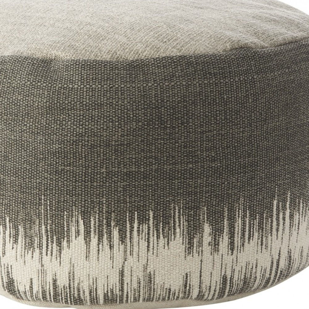 Cotton Abstract Pouf Ottoman - Charcoal