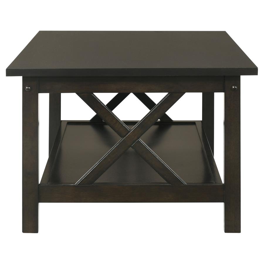 Rachelle - 3 Piece Rectangular Coffee Table Set - Deep Merlot