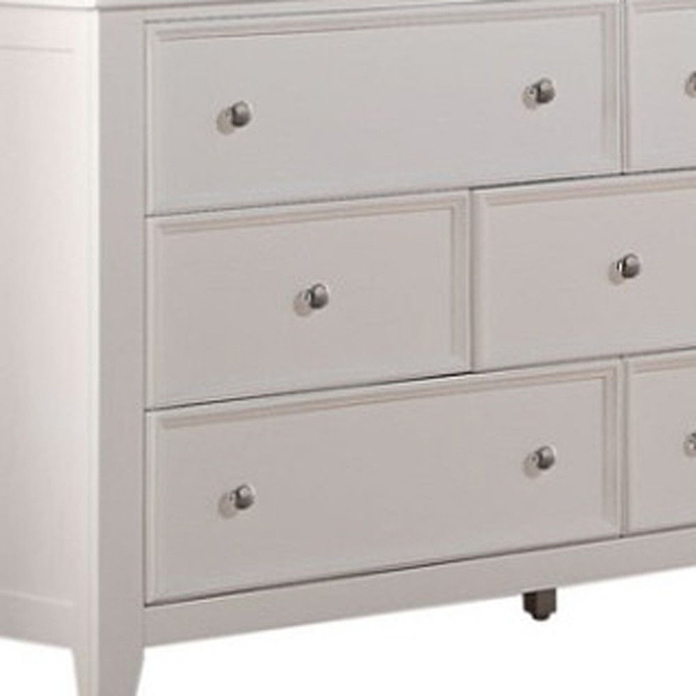 Solid Wood Seven Drawer Triple Dresser - White