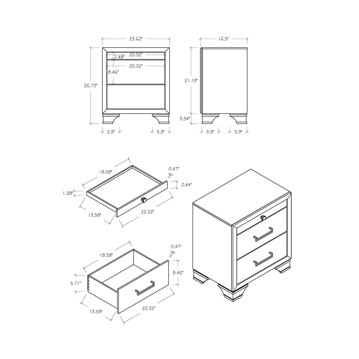 Civic - 5 Piece Bedroom Set With Storage Drawers