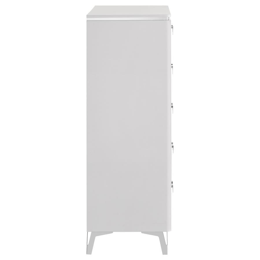 Cassia - 5-Drawer Bedroom Chest Of Drawers - White High Gloss