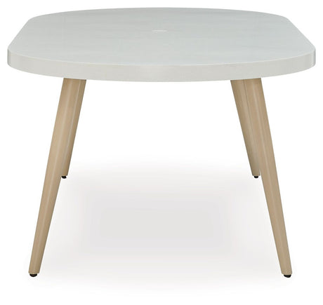 Seton Creek - White - Oval Dining Table With Umb Opt by Signature Design by Ashley® | Bel Furniture