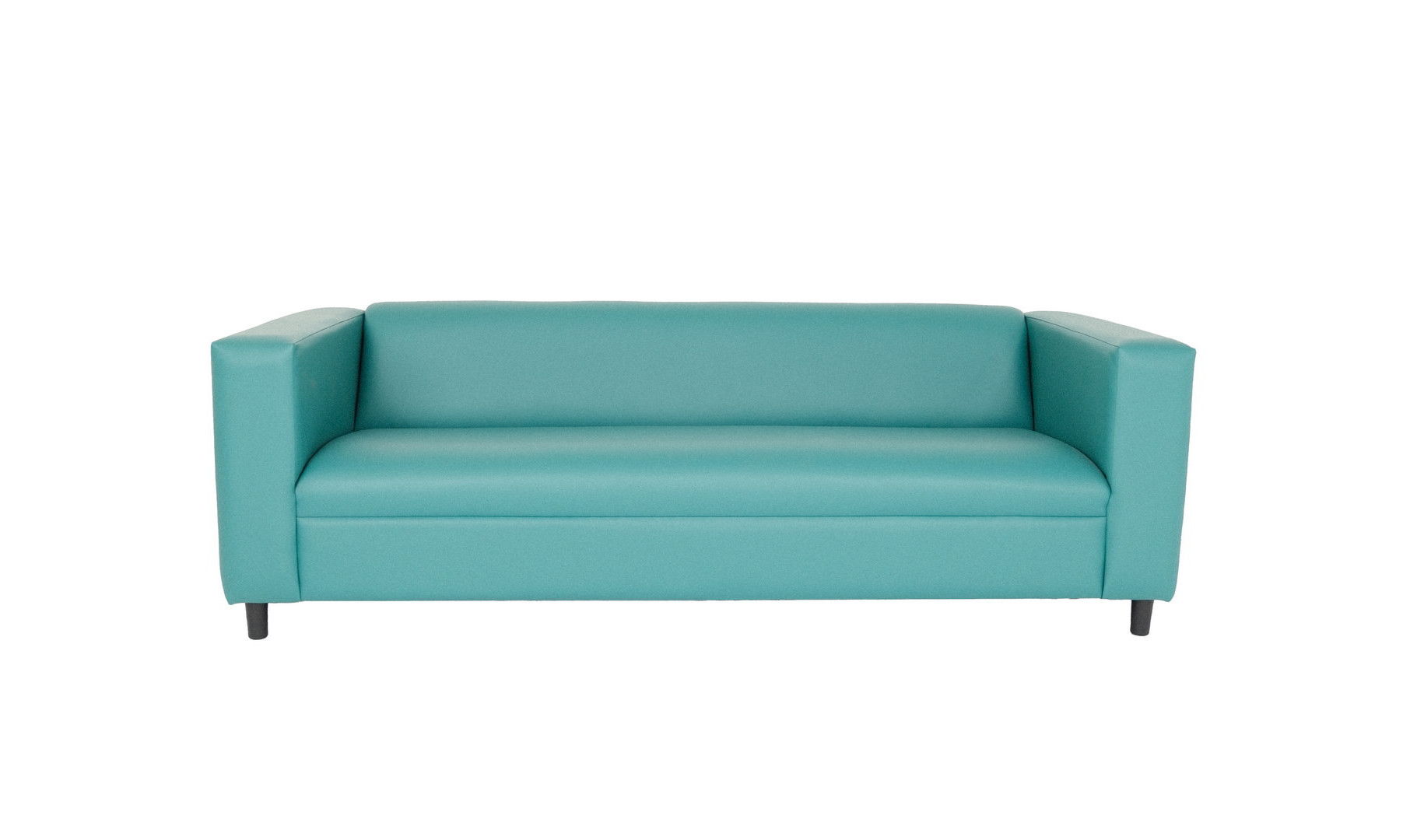 Faux Leather Sofa With Black Legs - Blue