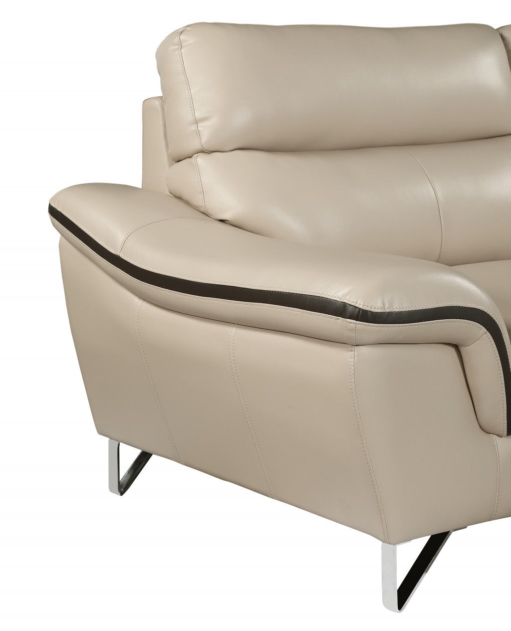 Love Seat Faux Leather - Beige / Silver