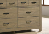 Finn - Oak Finish Dresser With 6 Drawers And Black Handles - Coffee Gray by Lilola Home | Bel Furniture