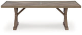 Laguna Heights - Rectangular Dining Table With Umbrella Option - Beige