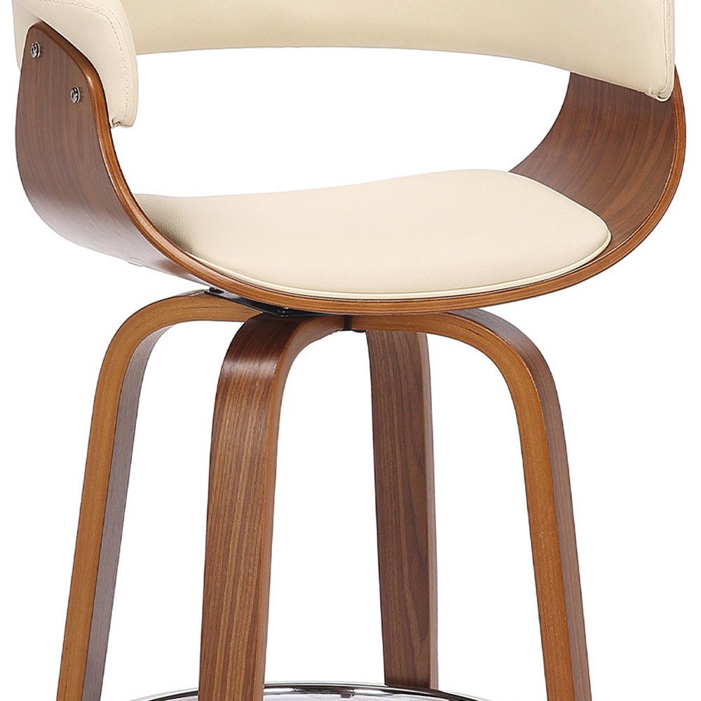 Swivel Low Back Bar Height Bar Chair - Cream / Brown