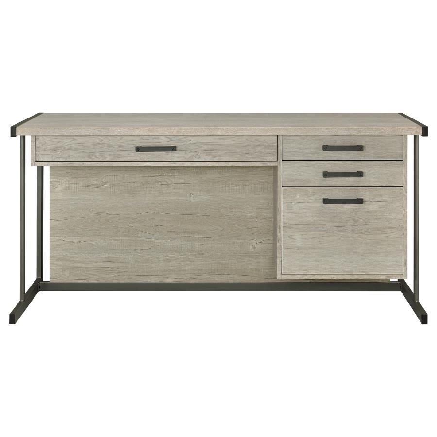 Loomis - 4-Drawer Computer Desk - Whitewashed Gray by CoasterEssence | Bel Furniture