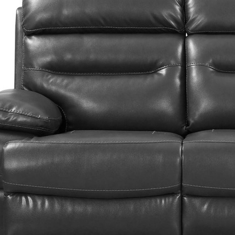 Usb Sofa Faux Leather With Black Legs - Gray