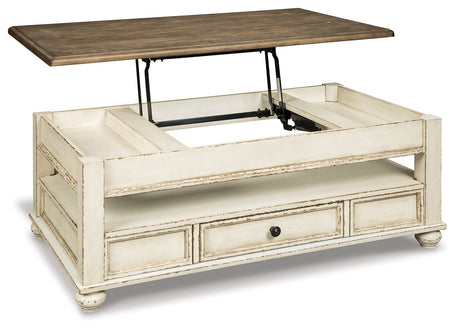 Realyn - Lift Top Cocktail Table - White / Brown - view 7