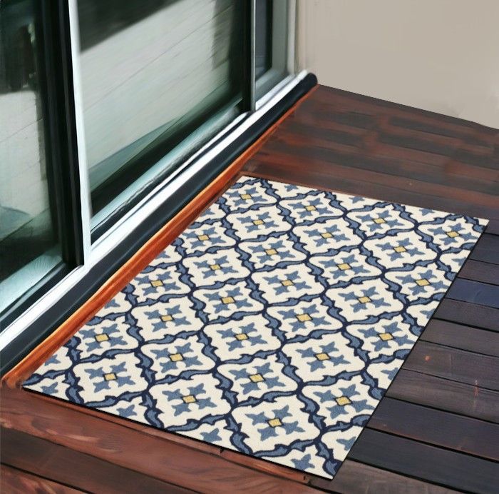 3' X 5' Moroccan Handmade Indoor / Outdoor Area Rug - Blue