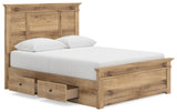 Makidern - Panel Storage Bed With 2 Under Bed Storage Units