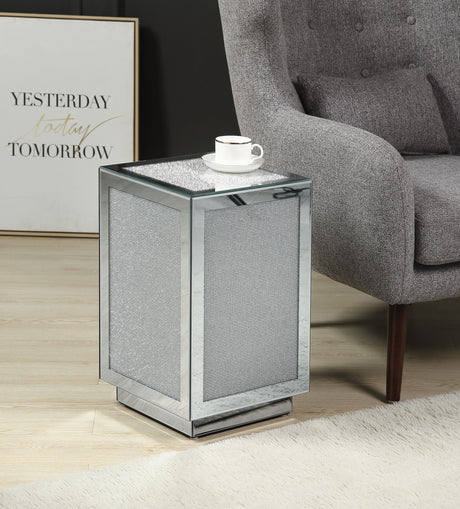 Noralie - Mirrored Faux Dimaonds Accent Table - Silver by Urban Nest | Bel Furniture