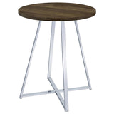 Burkhart - Round Pub Height Bistro Bar Table - Brown Oak by CoasterEveryday | Bel Furniture