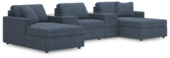 Modmax - Ink - Sectional Blue 5 Pc. Pit Sectional With Storage Consoles And 3 Armless Chairs by Signature Design by Ashley® | Bel Furniture
