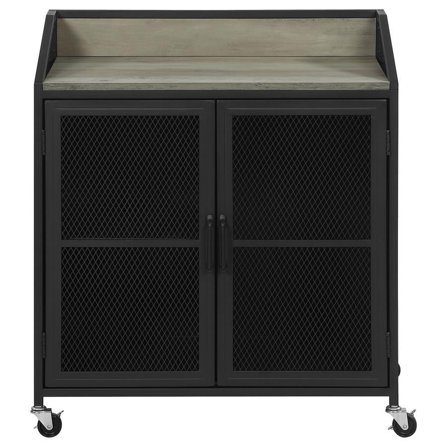 Arlette - 2 Door Mobile Home Bar Wine Cabinet - Sandy Black by CoasterEveryday | Bel Furniture