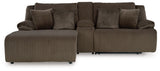 Top Tier - Reclining Sectional Dark Brown 3 Pc. Left Arm Facing Chaise Reclining Sectional Sofa With Console by Signature Design by Ashley® | Bel Furniture