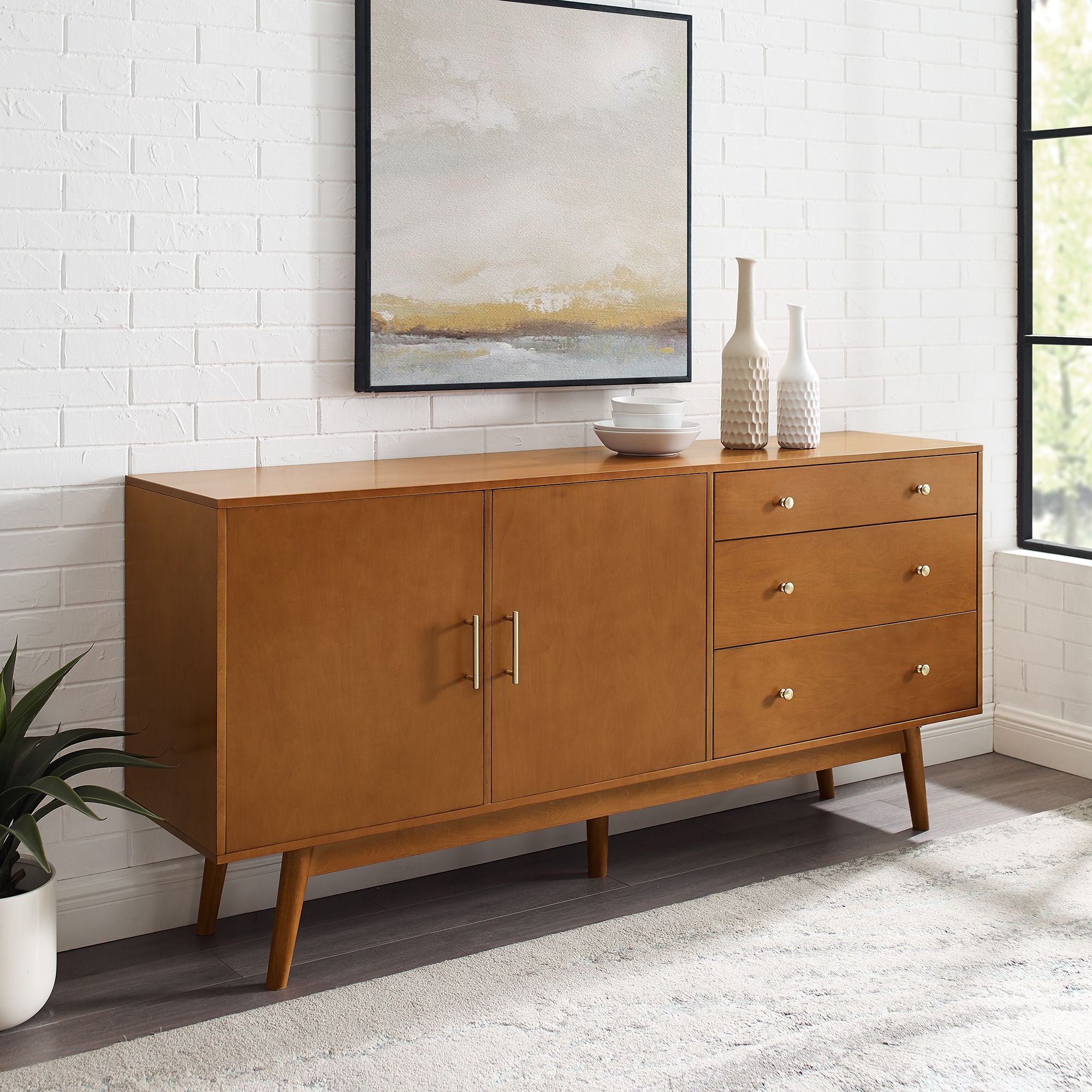 Mid-Century Modern Minimalist 2 Door Sideboard - Acorn