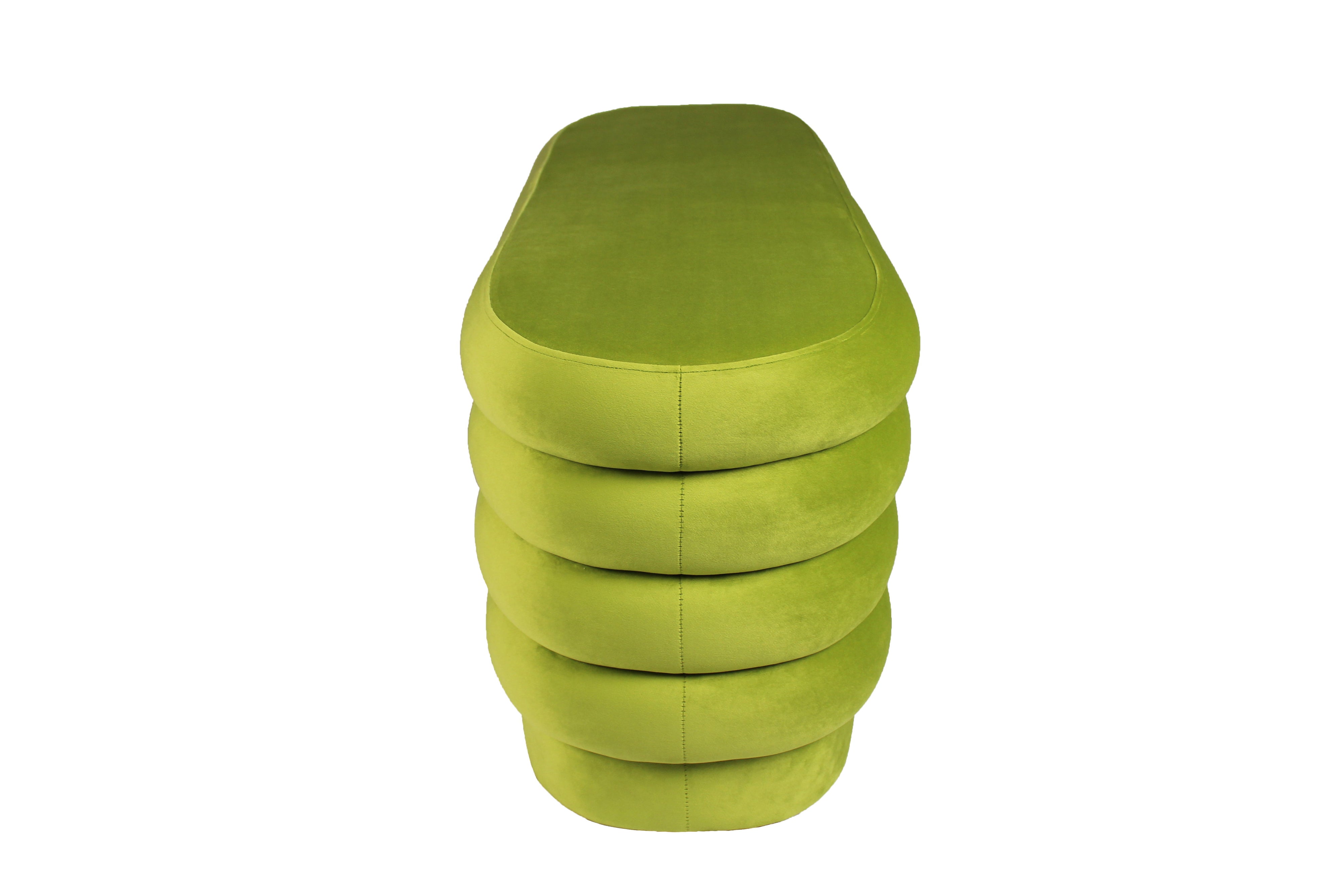 Velvet Tufted Oval Ottoman - Green