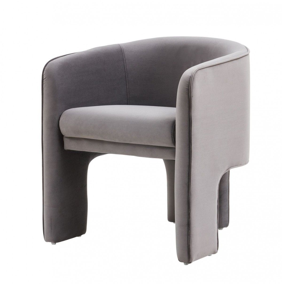 Contemporary Velvet Three Legged Chair - Dark Gray