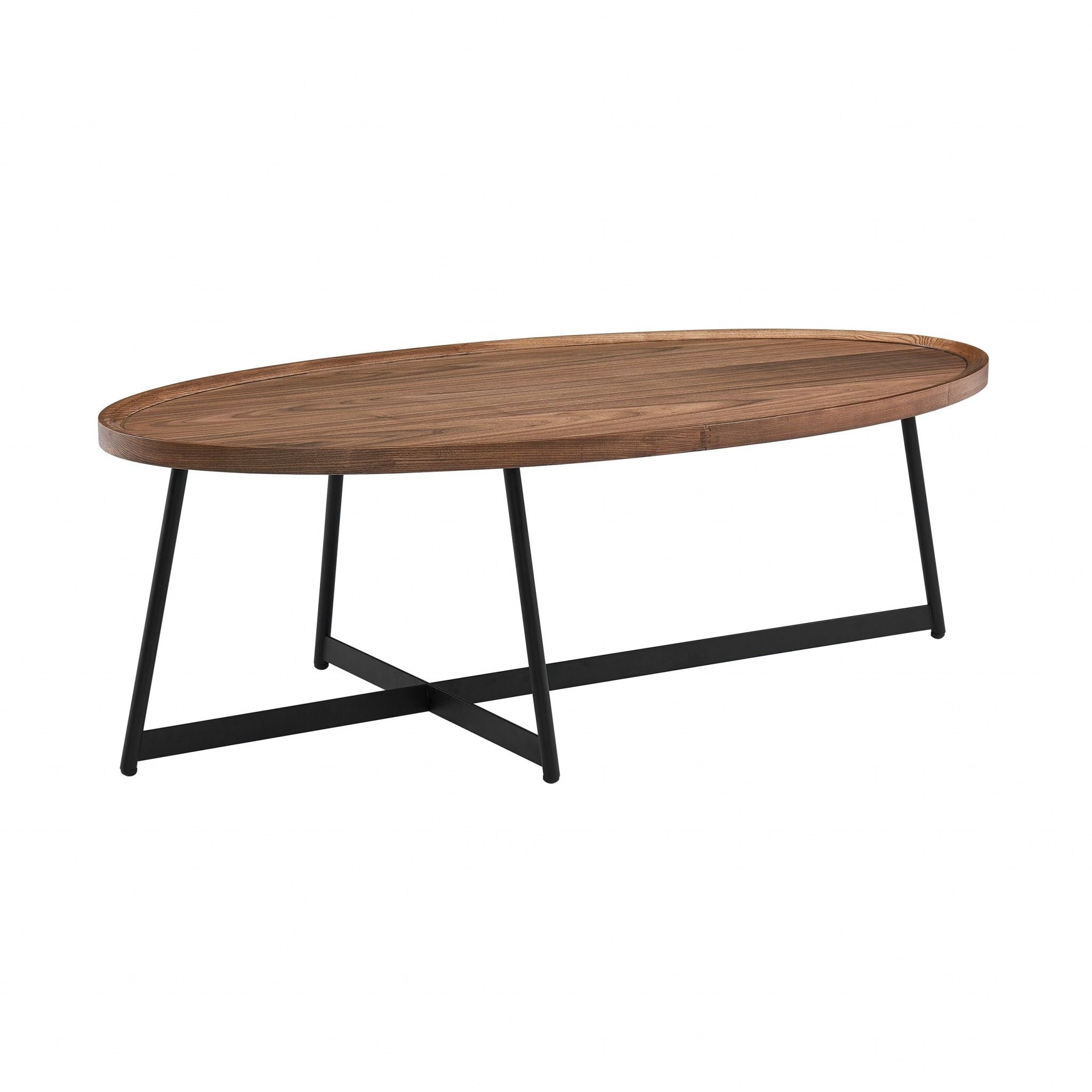 Metal Oval Coffee Table - Brown / Black