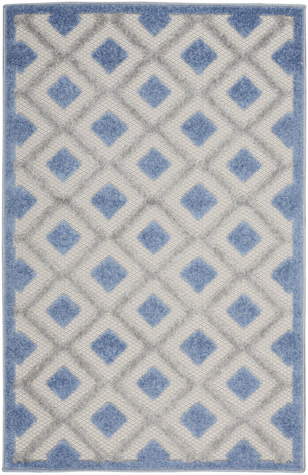 3' X 4' Gingham Non Skid Indoor / Outdoor Area Rug - Blue / Gray