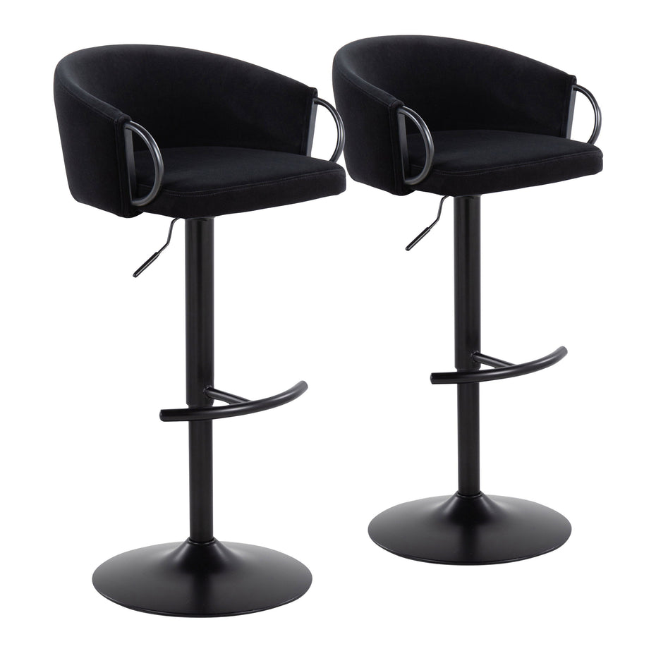 Claire - Contemporary Adjustable Barstool With Swivel With Rounded T Footrest (Set of 2)