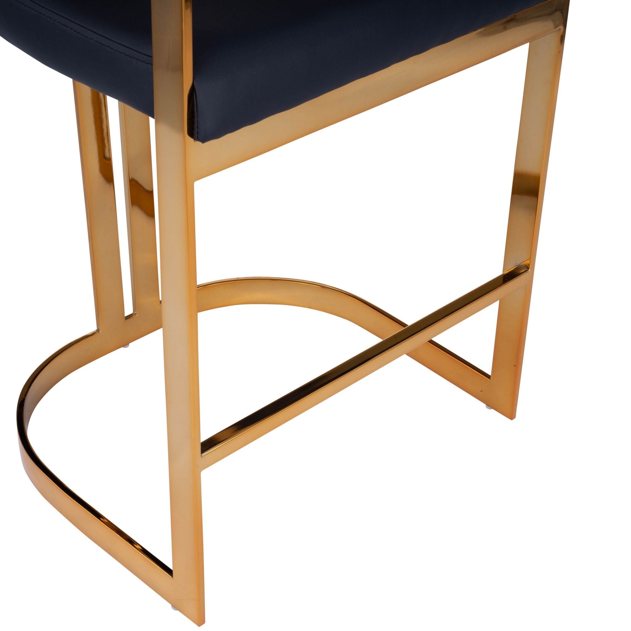 Iron Low Back Counter Height Bar Chair - Black / Gold