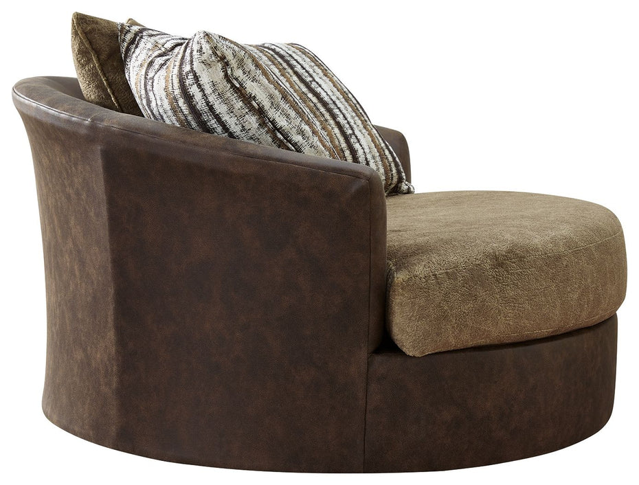 Alesbury - Chocolate - Oversized Swivel Accent Chair