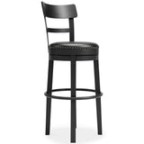 Valebeck - Tall Upholstered Swivel Barstool Black by Signature Design by Ashley® | Bel Furniture