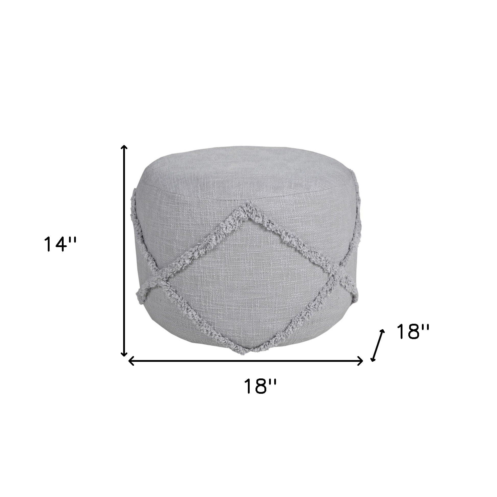 Cotton Ottoman Round - Gray