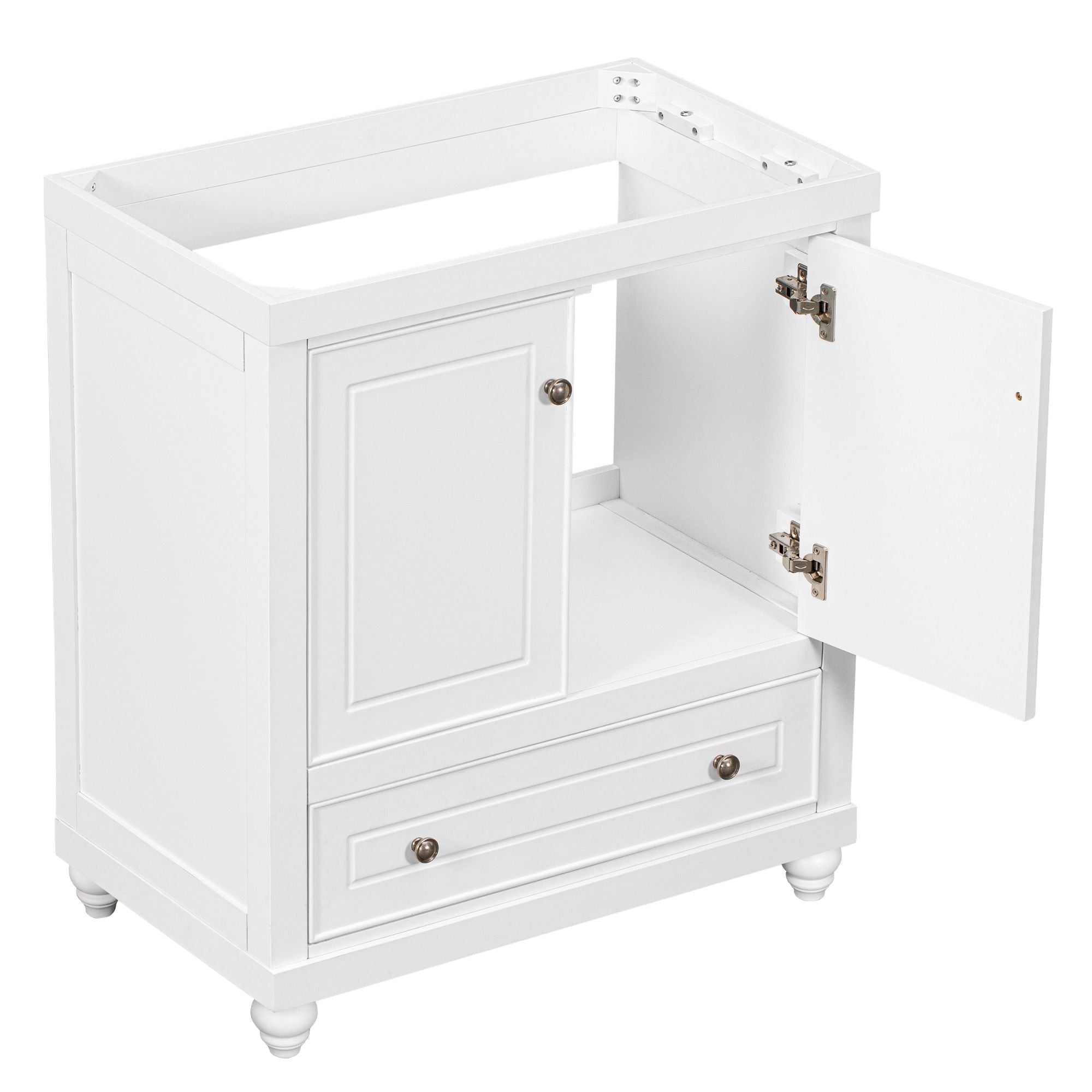 Bathroom Vanity Without Sink, Base Only, Cabinet With Doors And Drawer, Solid Frame And MDF Board - White