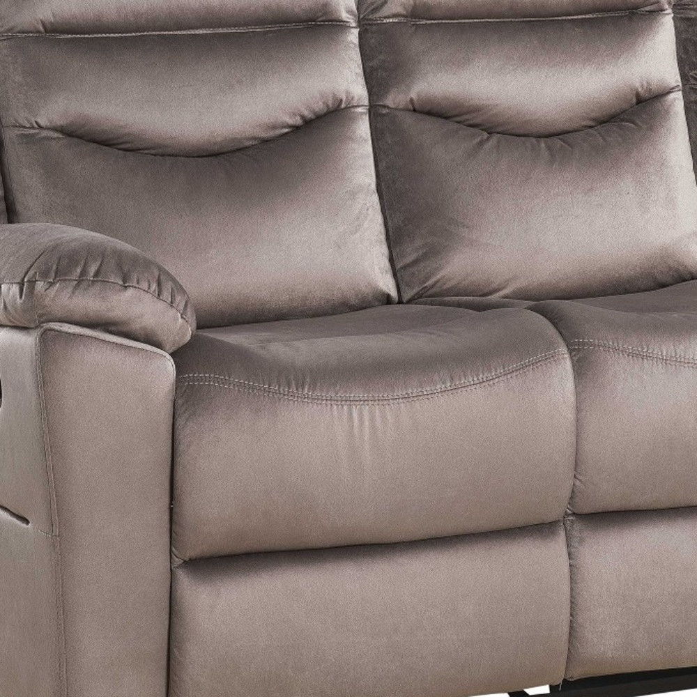 Velvet Reclining Sofa With Black Legs - Brown