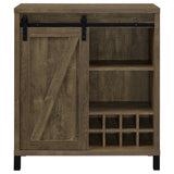 Arlington - Sliding Door Home Bar Wine Cabinet - Rustic Oak by CoasterEveryday | Bel Furniture