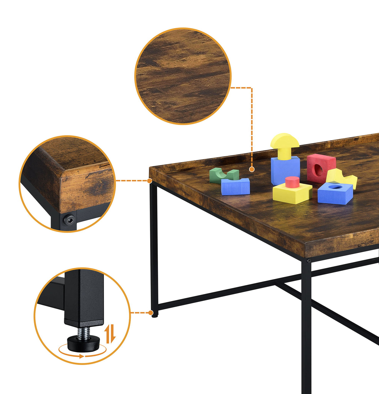 Vinny - Wood Grain Coffee Table Set With Raised Edges by Lilola Home | Bel Furniture