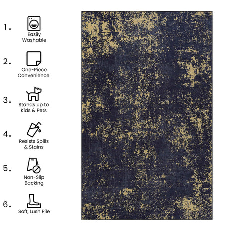 Maval - 6' X 9' Washable Area Rug - Black / Gold - view 4