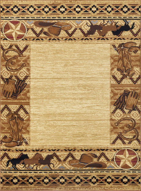 Tribes - 5'3" X 7'3" Southwest Area Rug Polypropylene - Beige - view 5