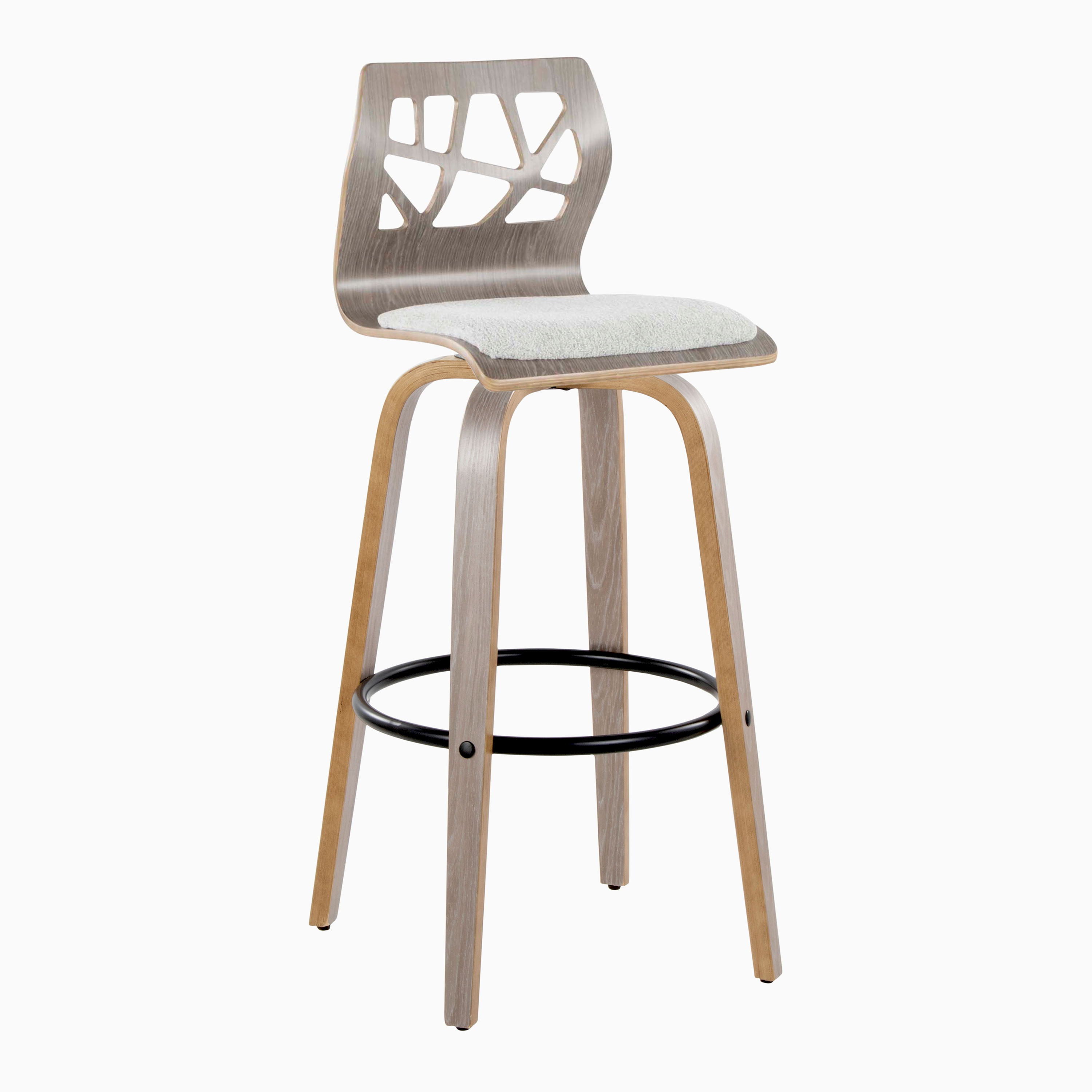 Folia - Contemporary Fixed Height Stool With Swivel With Round Footrest (Set of 2)