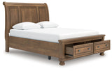Feddinger - Queen Storage Sleigh Bed - Medium Brown