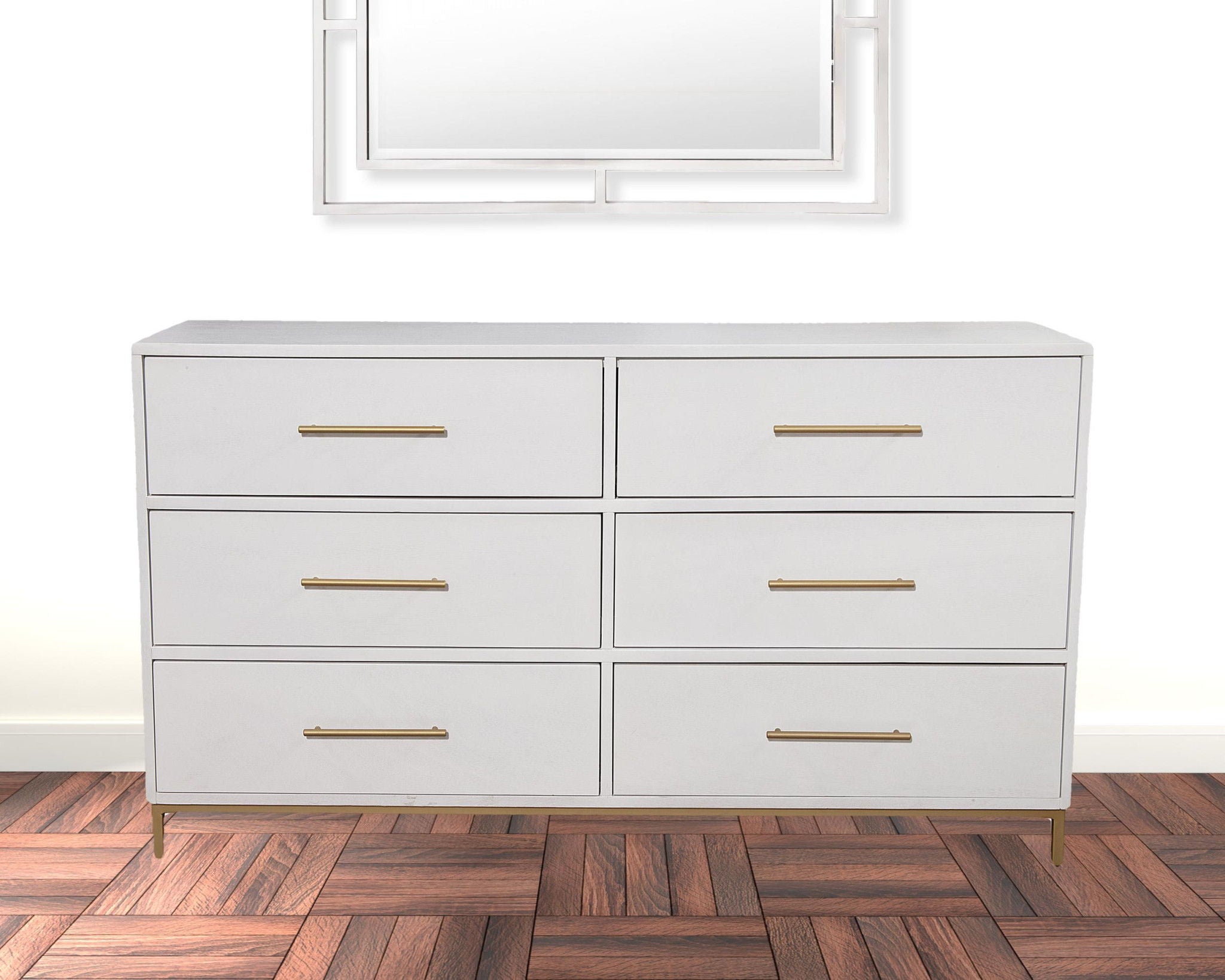 Wood 6 Drawer Double Dresser - White