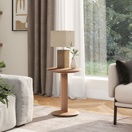 Mode - Leatherette Round C-Shaped Sofa Side Table - Saddle Brown by Jennifer Taylor Home | Bel Furniture