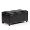 Amelia - Transitional Storage Ottoman Bench Black Faux Leather by Simpli-Home | Bel Furniture