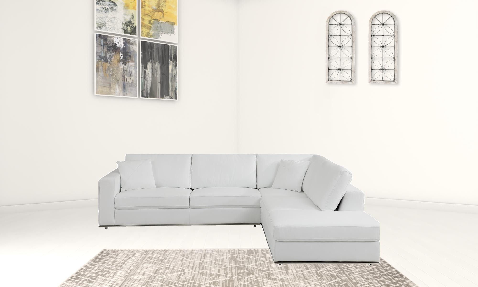 Italian Leather Reclining L Shaped Two Piece Corner Sectional - White