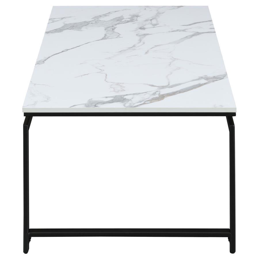 Clark - 3 Piece Faux Marble Top Coffee Table Set - White