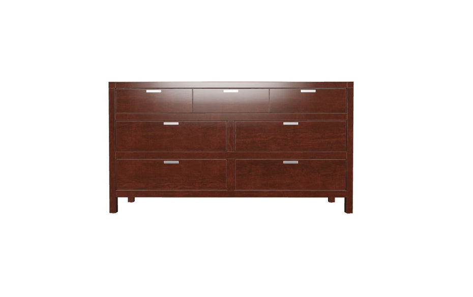 Solid Wood Seven Drawer Double Dresser - Brown